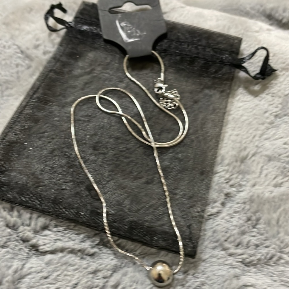 NEW! Silver-toned 16" necklace with silver ball accent; claw closure